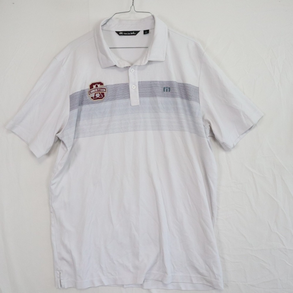 Travis Mathew Polo Shirt Mens XL Golf White Short Sleeve San Antonio‎ Christian